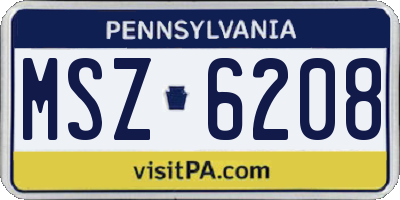 PA license plate MSZ6208