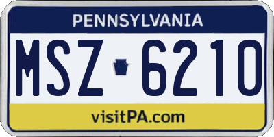 PA license plate MSZ6210