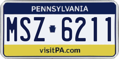 PA license plate MSZ6211