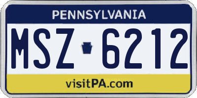 PA license plate MSZ6212