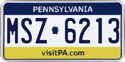 PA license plate MSZ6213