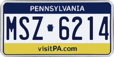 PA license plate MSZ6214