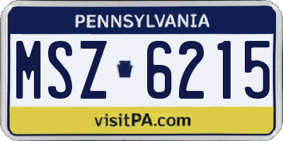 PA license plate MSZ6215