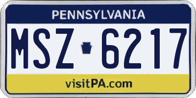 PA license plate MSZ6217