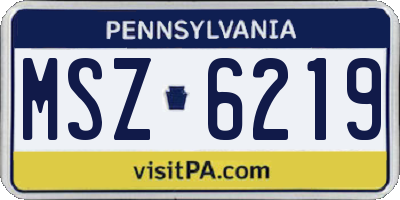 PA license plate MSZ6219