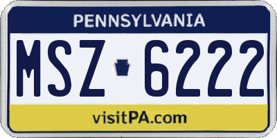PA license plate MSZ6222