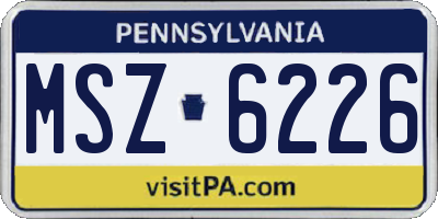 PA license plate MSZ6226