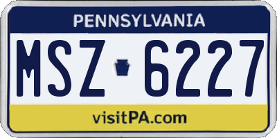 PA license plate MSZ6227