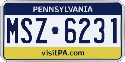 PA license plate MSZ6231