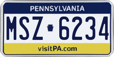 PA license plate MSZ6234