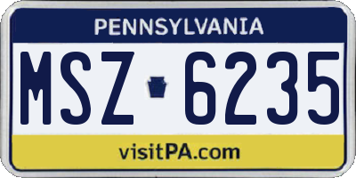 PA license plate MSZ6235