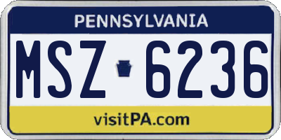 PA license plate MSZ6236