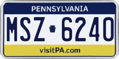 PA license plate MSZ6240