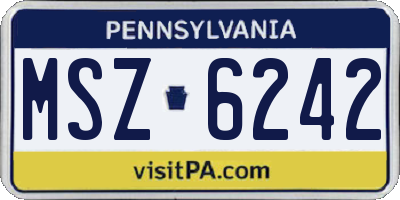 PA license plate MSZ6242