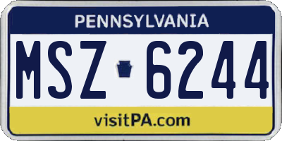 PA license plate MSZ6244