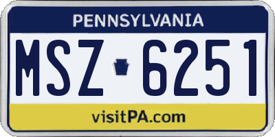 PA license plate MSZ6251