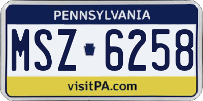 PA license plate MSZ6258