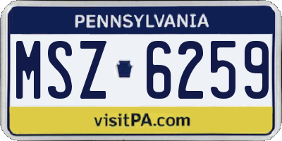 PA license plate MSZ6259