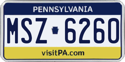 PA license plate MSZ6260