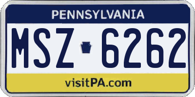 PA license plate MSZ6262