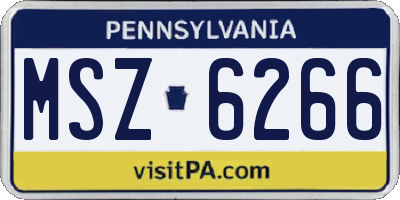 PA license plate MSZ6266