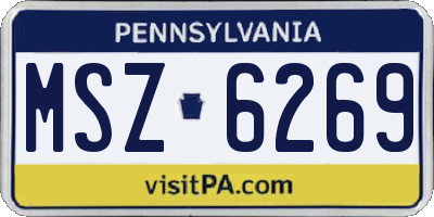 PA license plate MSZ6269