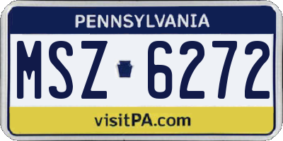 PA license plate MSZ6272