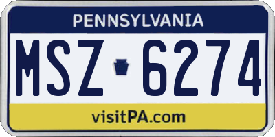 PA license plate MSZ6274