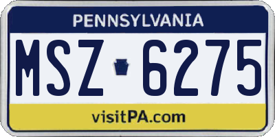 PA license plate MSZ6275