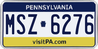PA license plate MSZ6276