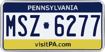 PA license plate MSZ6277