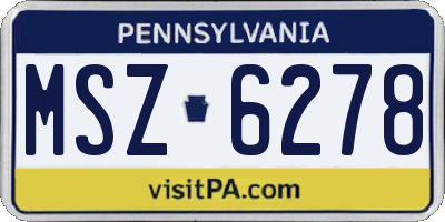 PA license plate MSZ6278