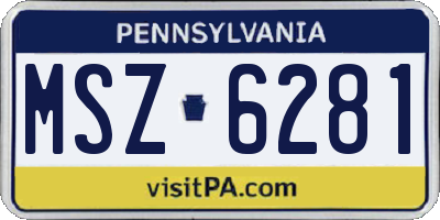 PA license plate MSZ6281