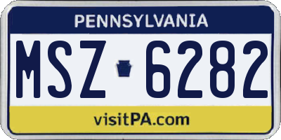 PA license plate MSZ6282