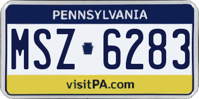 PA license plate MSZ6283