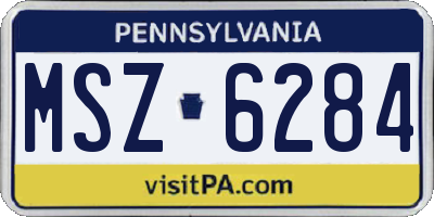 PA license plate MSZ6284
