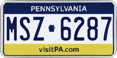 PA license plate MSZ6287