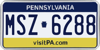 PA license plate MSZ6288