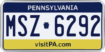 PA license plate MSZ6292