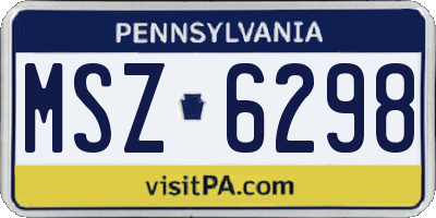 PA license plate MSZ6298