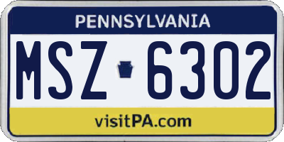PA license plate MSZ6302