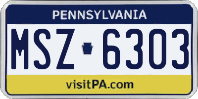 PA license plate MSZ6303