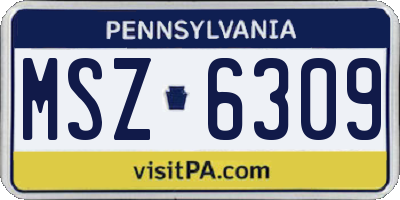 PA license plate MSZ6309
