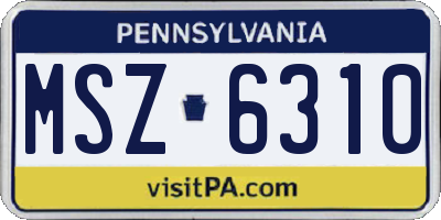 PA license plate MSZ6310