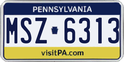 PA license plate MSZ6313