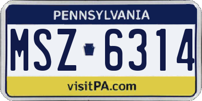 PA license plate MSZ6314