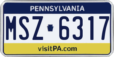 PA license plate MSZ6317