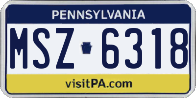 PA license plate MSZ6318