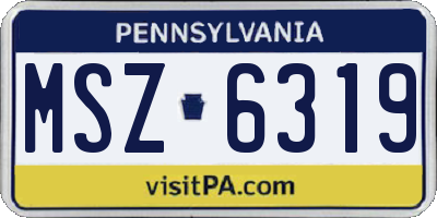 PA license plate MSZ6319