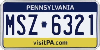 PA license plate MSZ6321